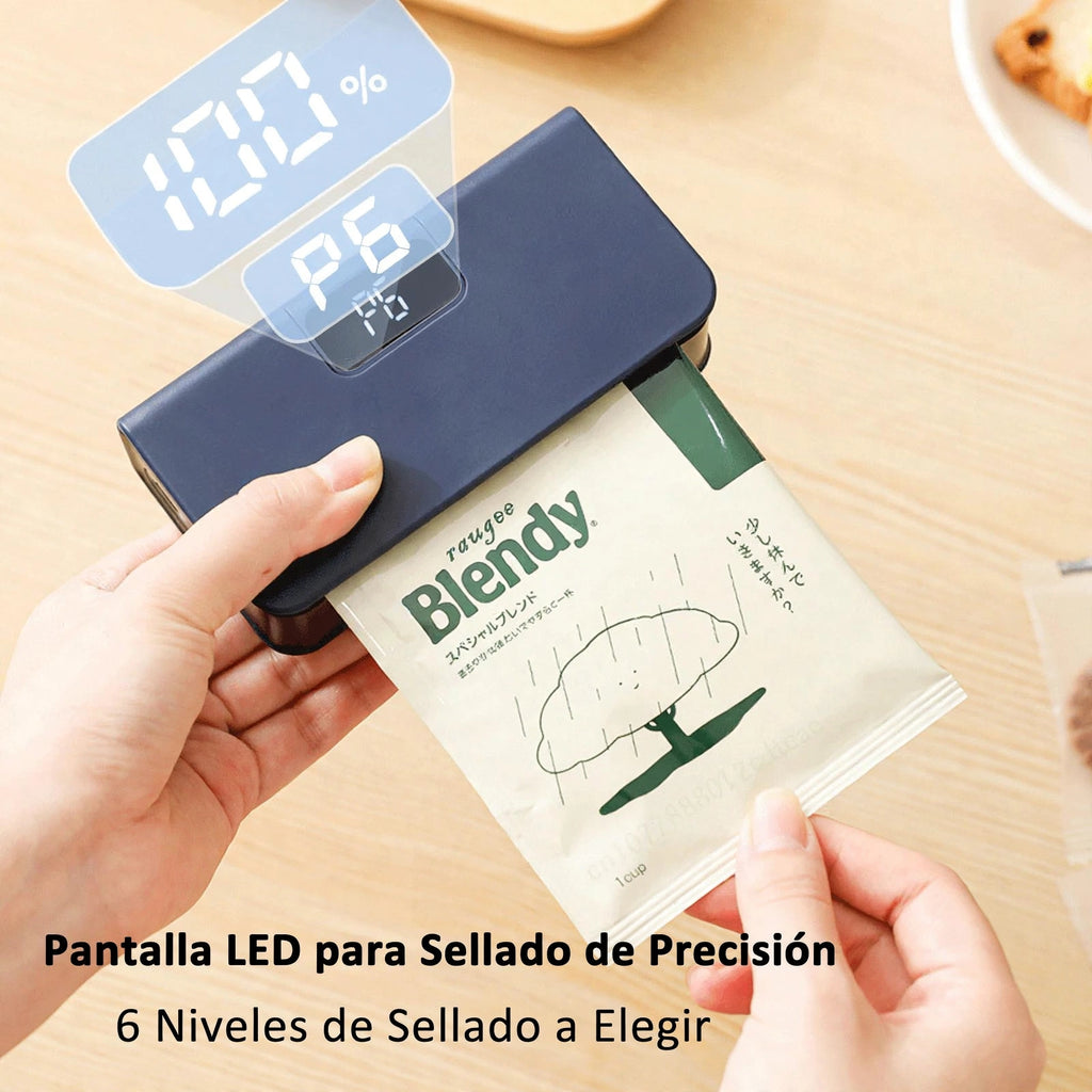 Sellador portátil de bolsas 2 en 1 recargable, con cortador
