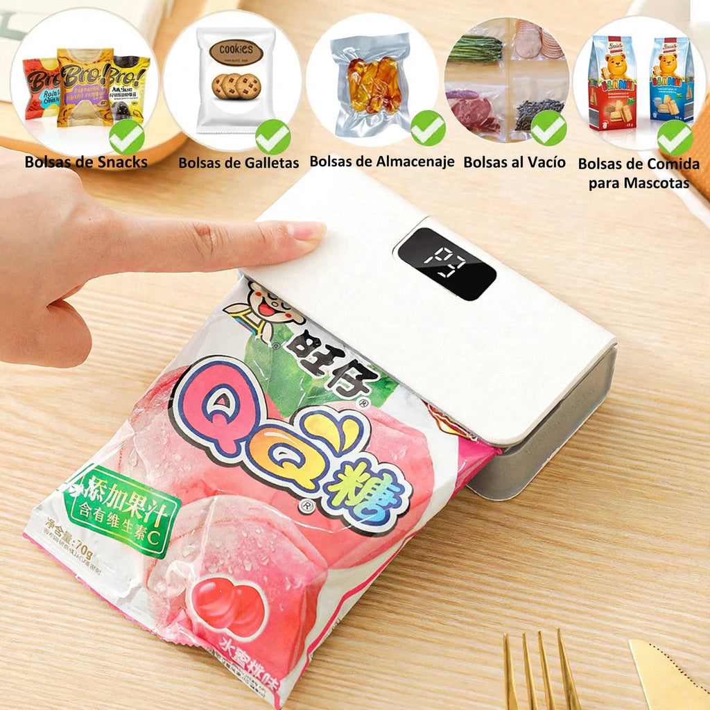 Sellador portátil de bolsas 2 en 1 recargable, con cortador
