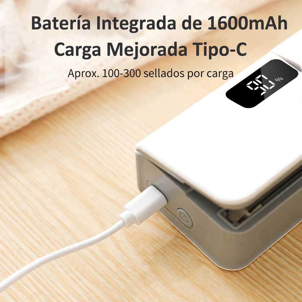 Sellador portátil de bolsas 2 en 1 recargable, con cortador