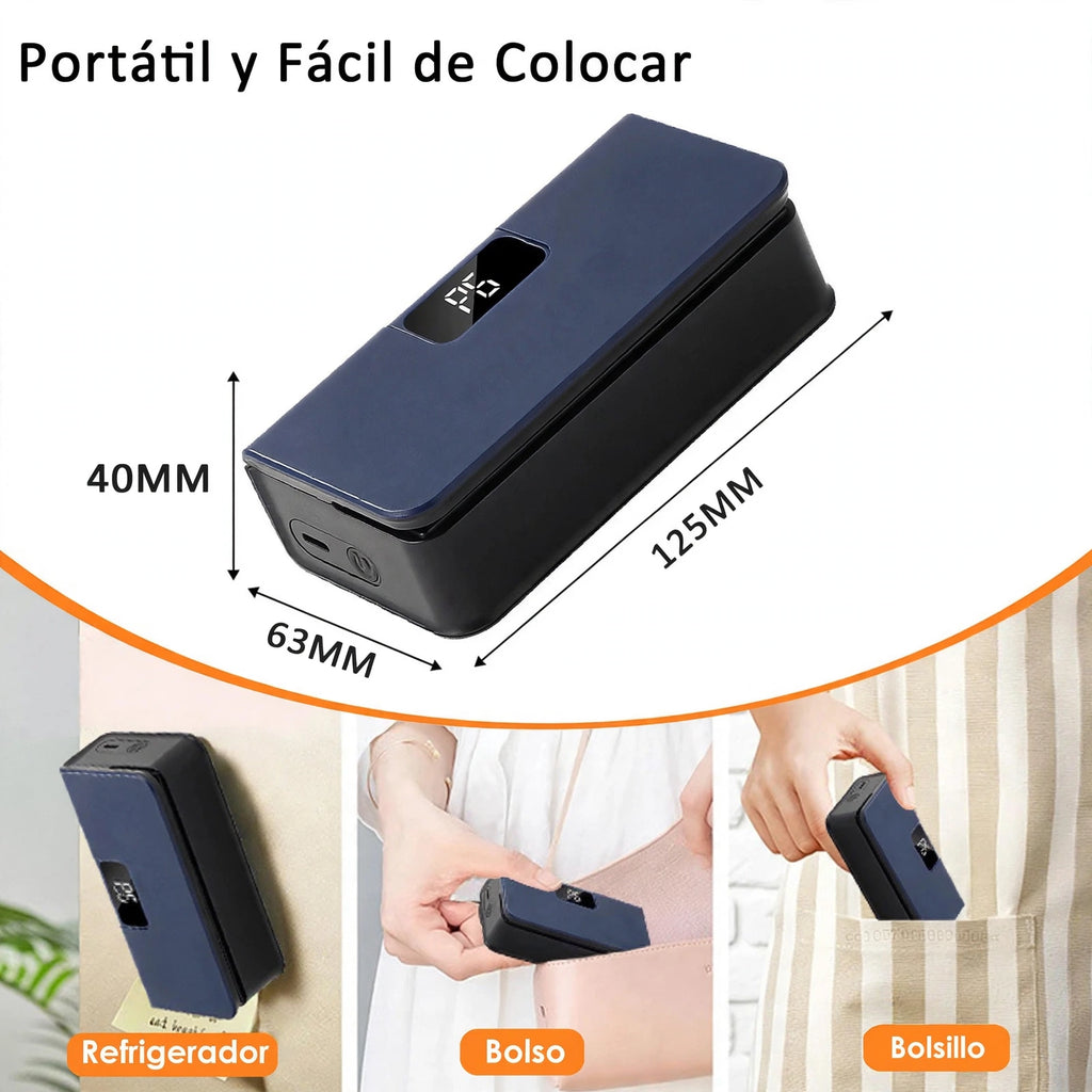 Sellador portátil de bolsas 2 en 1 recargable, con cortador